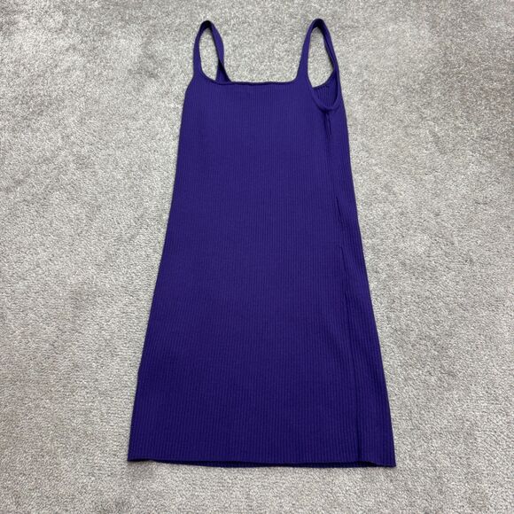 Aritzia Wilfred Saturn Ribbed Knit Bodycon Mini Tank Dress Womens Medium Purple - Picture 2 of 12